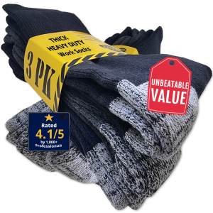 kensington® mens thick heavy duty safety boot work socks reinforced heels and toes for steel toe cap shoes